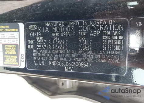 2019 Kia Niro Ev Ex из США, поврежденный, VIN KNDCC3LG5K5008647